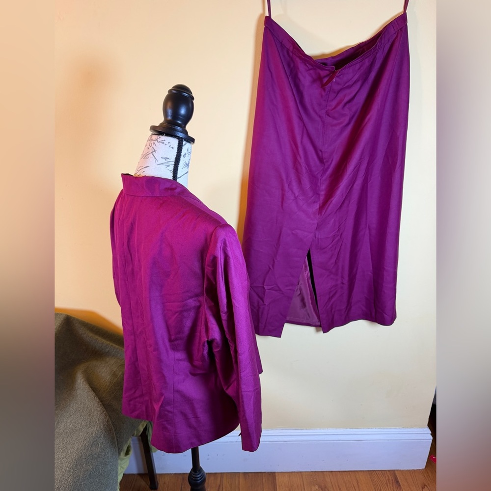 Talbots 2 pc Silk Suit size 18 purple - Picture 4 of 14